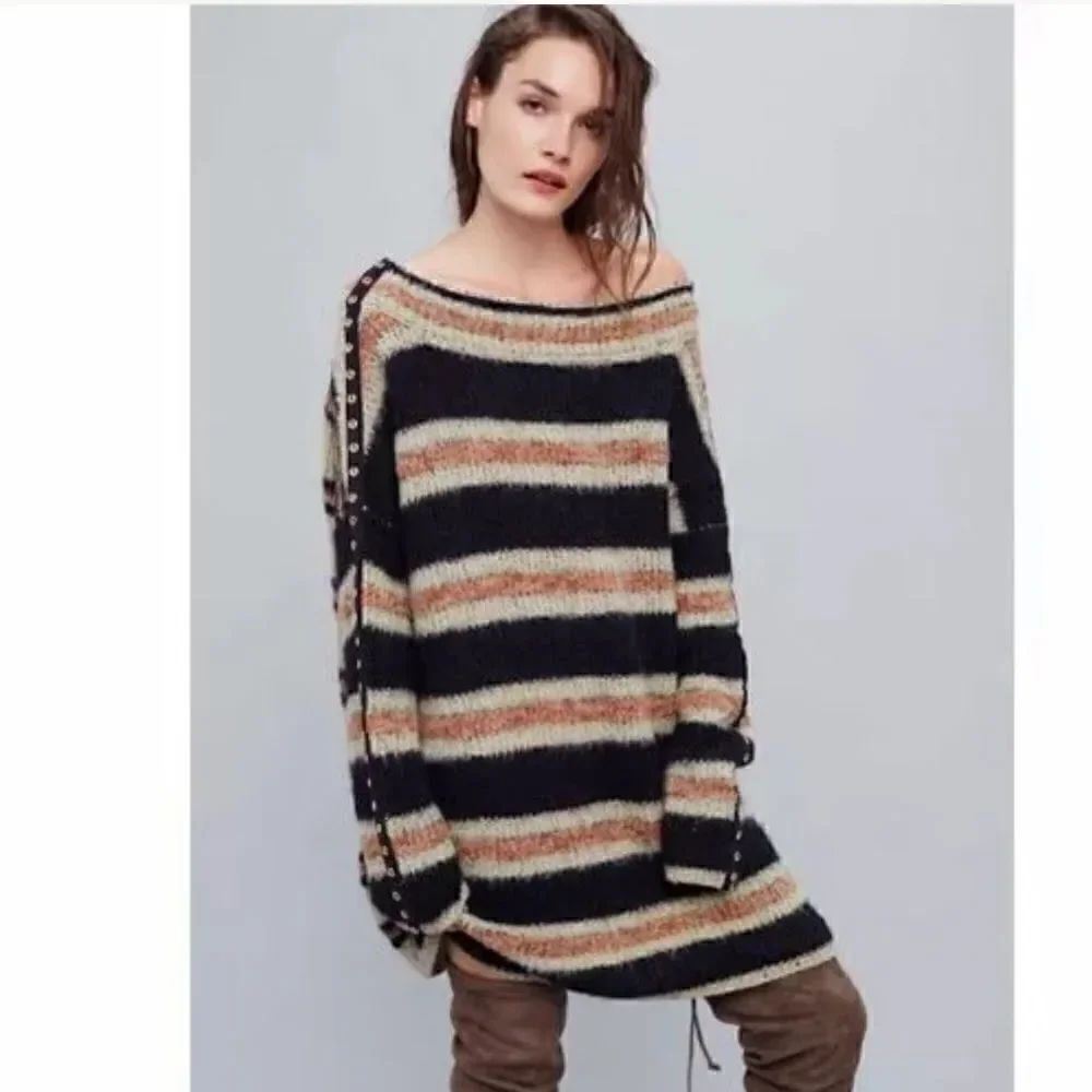 FREE PEOPLE SID STRIPE SWEATER DRESS  PULLOVER - Picture 3 of 7